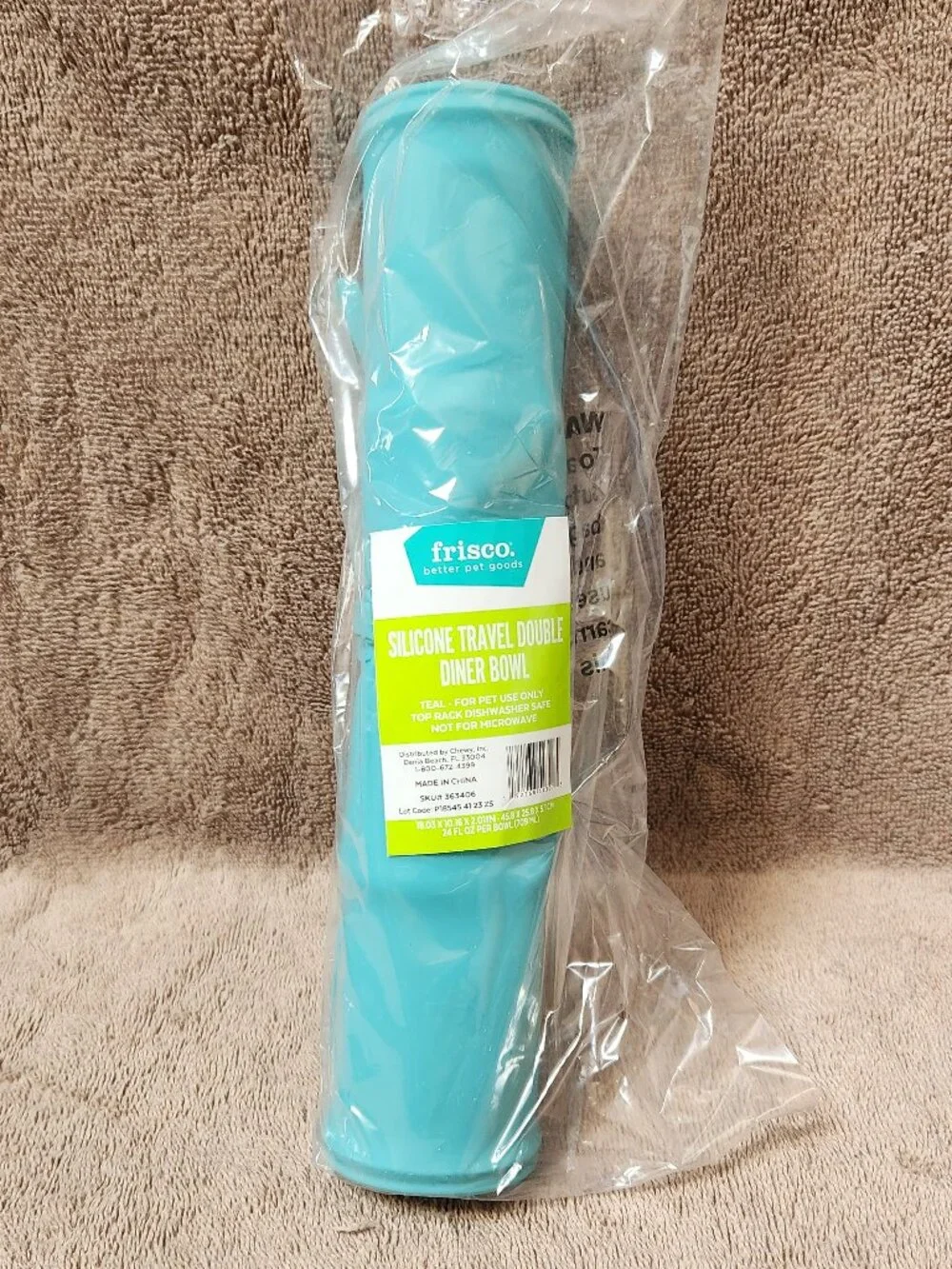 FRISCO Portable Travel Rollup Silicone Double Bowl and Mat Pet Feeder  **NEW**